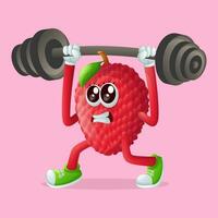 lychee character lifting weights vector