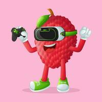 lychee character playing video games on a console vector