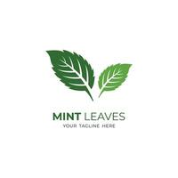 simple green mint leaves logo design, mint leaf icon vector