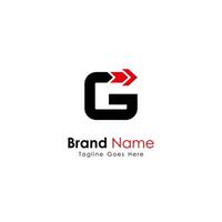 Modern Letter G Logo Design with Red Arrow Isolated on White Background, Simple G Logo Inspiration Template Vector
