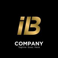 Letter IB Logo Design with Golden Gradient Isolated on Black Background, Elegant IB Logo Inspiration Template Vector