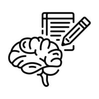 Brain and Noted or Edit icon with line style vector