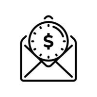 línea icono diseño de leer o abierto correo electrónico con notif de pagos y cuentas vector