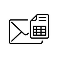 line style icon design of email with accounting finance data notes vector