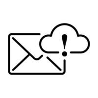 correo electrónico y nube icono con advertencia notificación vector