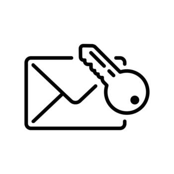 line style icon design of email with encryption key for protection and security sign vector