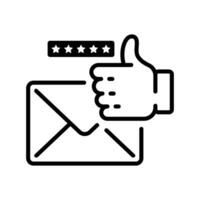 línea estilo icono diseño de correo electrónico y pulgares arriba emoji notificación vector