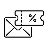 línea estilo icono diseño de correo electrónico notificación a obtener Entradas o descuento cupones y ofertas vector