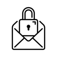 línea icono diseño de leer o abierto correo electrónico con notif de seguridad y proteccion candado vector