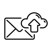 Email icon and rising arrow cloud in line style with Upload Backup message vector