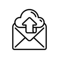 línea icono diseño de leer o abierto correo electrónico con notif de subir apoyo datos en nube vector