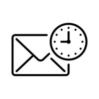 correo electrónico icono en línea estilo con reloj notificación vector