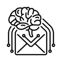 Line style icon for read email containing internet network connected to artificial intelligence vector