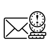 correo electrónico y apilado monedas icono con notificación alerta vector