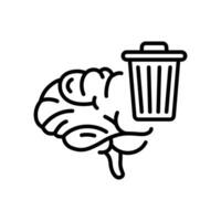 línea estilo icono para cerebro basura lata vector