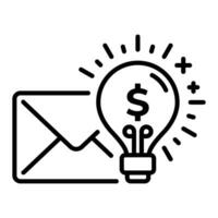 email icon and business idea and finance notification In line style vector