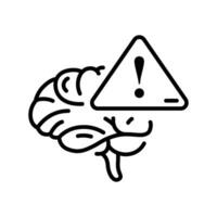 Line style icon for Warning on Brain vector