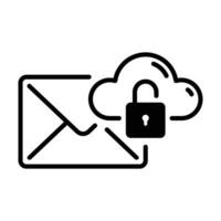 line style icon design of unlocked cloud security email notification vector