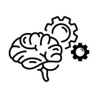 Brain and settings in gear mechanism with line style vector