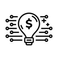 line icon vector of light bulb with dollar and network for tech business idea