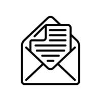 line icon design of read or open email with notes paper folded in top corner vector