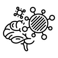 línea estilo icono para virus en cerebro vector