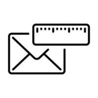 Email and ruler icon in line style as measurement marks vector