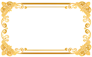 AI generated Sakura border frame gold luxury PNG transparent background