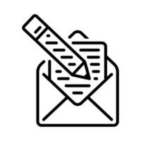 línea icono diseño de leer o abierto correo electrónico con notif de editar o tomar notas vector