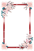 AI generated Sakura border frame, Japanese border frame PNG transparent background