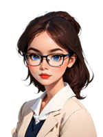 AI generated Female Teacher with Glasses Illustration png