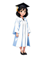 AI generated Girl wear White Graduation Dress png