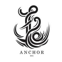 Marine emblems logo with anchor and rope, anchor logo - vector. Vector illustration