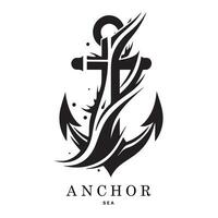 Marine emblems logo with anchor and rope, anchor logo - vector. Vector illustration