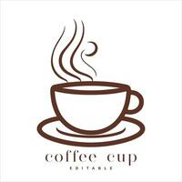 Coffee shop logo template, natural abstract coffee cup with steam, coffee house emblem, creative cafe logotype, modern trendy symbol design vector illustration isolated on white background sign