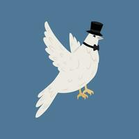 White dove in black elegant hat vector