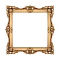 AI generated antique gold frame mockup on transparent background PNG image