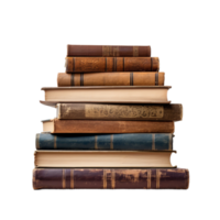 AI generated stack of old books on transparent background PNG image