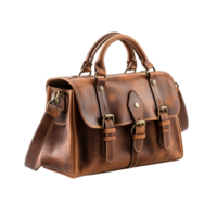 ai généré marron cuir sac sur transparent Contexte png image