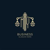 Initial MY logo with shield and scales of justice, luxury and modern law firm logo design vector