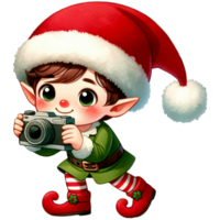 ai generato acquerello carino elfo ragazzo Tenere un' telecamera e assunzione immagini generativo ai png