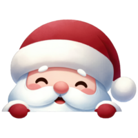 AI generated Watercolor Cute Peeking Santa Generative AI png