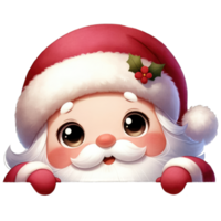 AI generated Watercolor Cute Peeking Santa Generative AI png