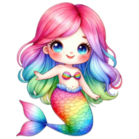 ai generado acuarela linda arco iris sirena generativo ai png