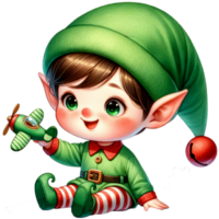 ai generato acquerello carino elfo ragazzo giocando un' giocattolo aereo generativo ai png