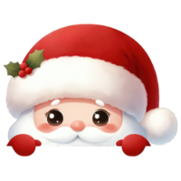 AI generated Watercolor Cute Peeking Santa Generative AI png