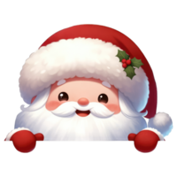 AI generated Watercolor Cute Peeking Santa Generative AI png