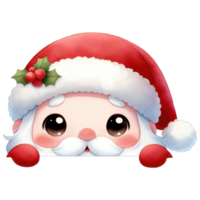 AI generated Watercolor Cute Peeking Santa Generative AI png