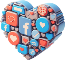 social meios de comunicação ícones dentro a forma do uma coração png