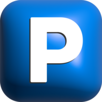 Gradient blue P button is the letter P inside square 3D icon png